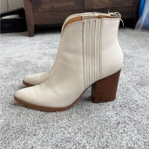 Marc Fisher Cream Heeled Boots